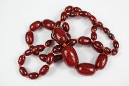 Antique Red Amber-Style Graduated Necklace