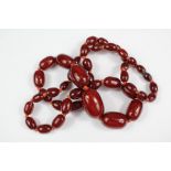 Antique Red Amber-Style Graduated Necklace