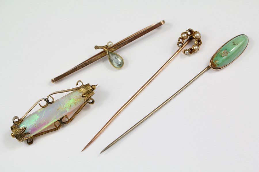A Collection of Tie Pins and Bar Brooches