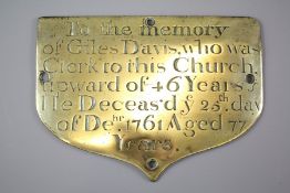 An 18th Century Brass Plaque