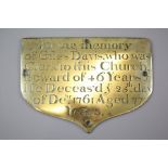 An 18th Century Brass Plaque