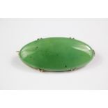 A 9ct Yellow Gold and Oval Jade Brooch