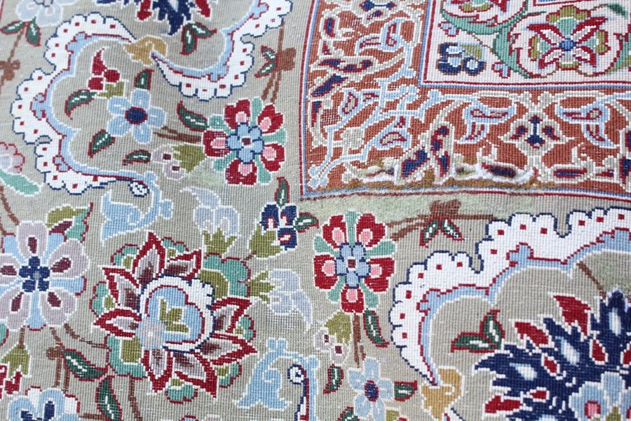 A Persian Silk and Wool Miniator Pictorial Carpet - Image 4 of 8