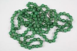 Two Green Moss Agate Bead Necklaces