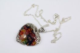 A Silver and Murano-Glass Pendant Necklace