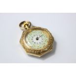 A Lady's 18ct Yellow Gold and Enamel Pocket Watch