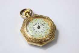 A Lady's 18ct Yellow Gold and Enamel Pocket Watch