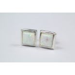 A Pair of Silver and Opal Stud Earrings