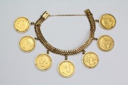 An 18ct Gold Rope Link Coin Bracelet