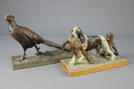 Bronzed and Painted Quill Holder Depicting a Pheasant