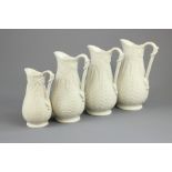 Four Parian-Ware White Porcelain Jugs