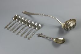 Eight Continental Sterling Silver Tea Spoons