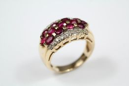 A Lady's 14ct Yellow Gold, Ruby and Diamond Dress Ring