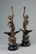 Two Bronze-Effect Figurines