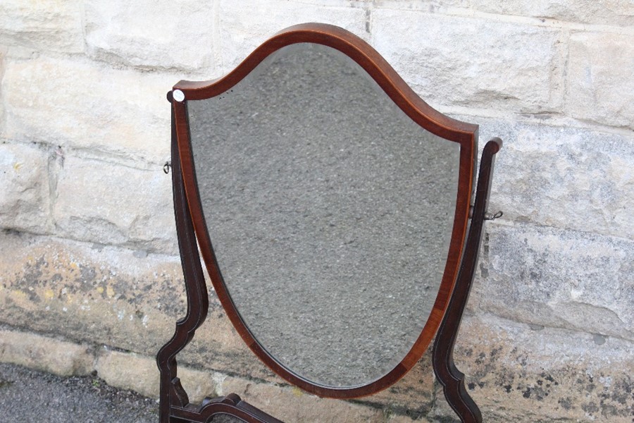 Antique Mahogany Shield-Form Dressing Table Mirror - Image 3 of 3