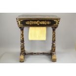 A French 19th Century Chinoiserie Lacquer Sewing Table