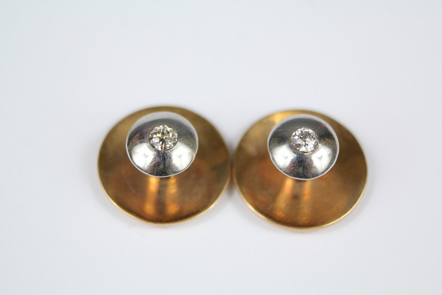 Edwardian 14/15ct Yellow, White Gold and Diamond Dress Studs - Image 2 of 3