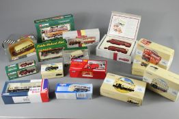 Fifteen Vintage 1:50 Scale Corgi Buses and Commercial Vehicles