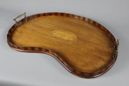 An Edwardian Oval Inlaid Wooden Tea Tray