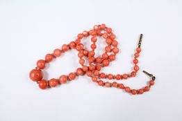 Antique Graduated Coral Bead Necklace