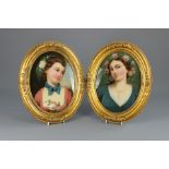 A Pair of Victorian Oval Glass Paintings