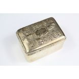 An Antique Chinese White Metal Tobacco Box