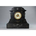 A Large Victorian Slate Mantel Clock