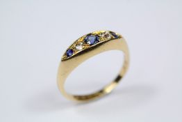 Antique 18ct Yellow Gold Sapphire and Diamond Ring