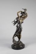 An Art Nouveau-Style Bronzed Figurine of a Lady