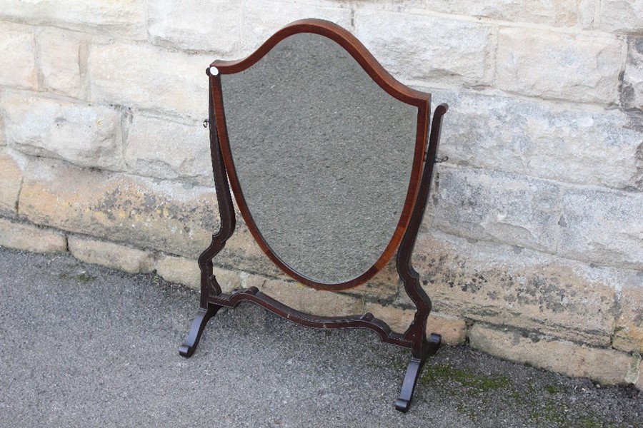 Antique Mahogany Shield-Form Dressing Table Mirror