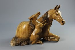 African Matabele Light Wood Carving of a Mare