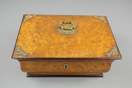 An Early 19th Century Palais Royale Burr Maple Sewing Box/Necessaire