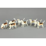 Eight Beswick Foxhounds