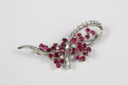 18ct White Gold and Ruby Brooch