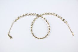 A 9ct Yellow Gold Plaited Wire and Bead Necklace