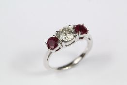 An 18ct White Gold Ruby and Diamond Ring