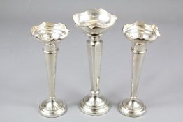 A Pair of Silver Bud Vases