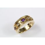 A 9ct Gold Brooks and Bentley Coronation Diamond, Semi-Precious Stone Ring