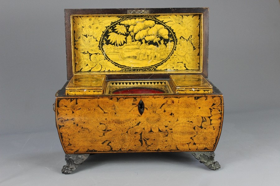 Regency Penwork Double Tea Caddy - Image 9 of 18