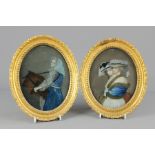 Two Antique Oval Portraits on Glass