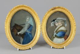 Two Antique Oval Portraits on Glass