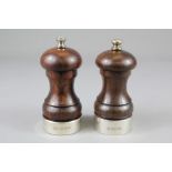 A Pair of Rosewood and Silver Salt and Pepper Mills