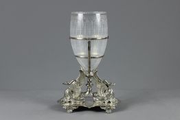 A 19th Century Swan Silver Plate and Cut Glass Epergne