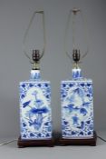 Two Chinese Blue and White Ceramic Lamp Bases