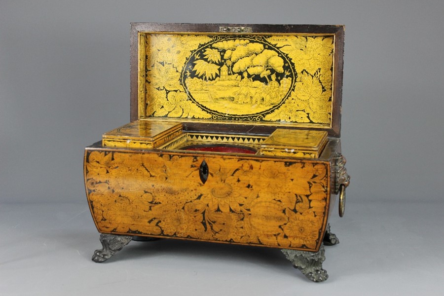 Regency Penwork Double Tea Caddy - Image 10 of 18