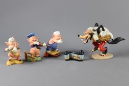 Walt Disney Porcelain Figurines Three Little Pigs