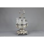 An Ornate Victorian Silver Plated Double Cruet