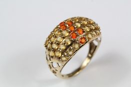 A 9ct Gold Citrine and Fire Opal Ring