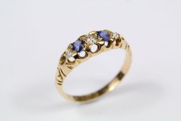 Antique 18ct Gold Sapphire and Diamond Ring