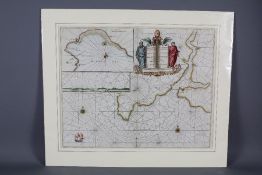 Nautical Coastal Chart - Captain Greenvile Collins Engraving